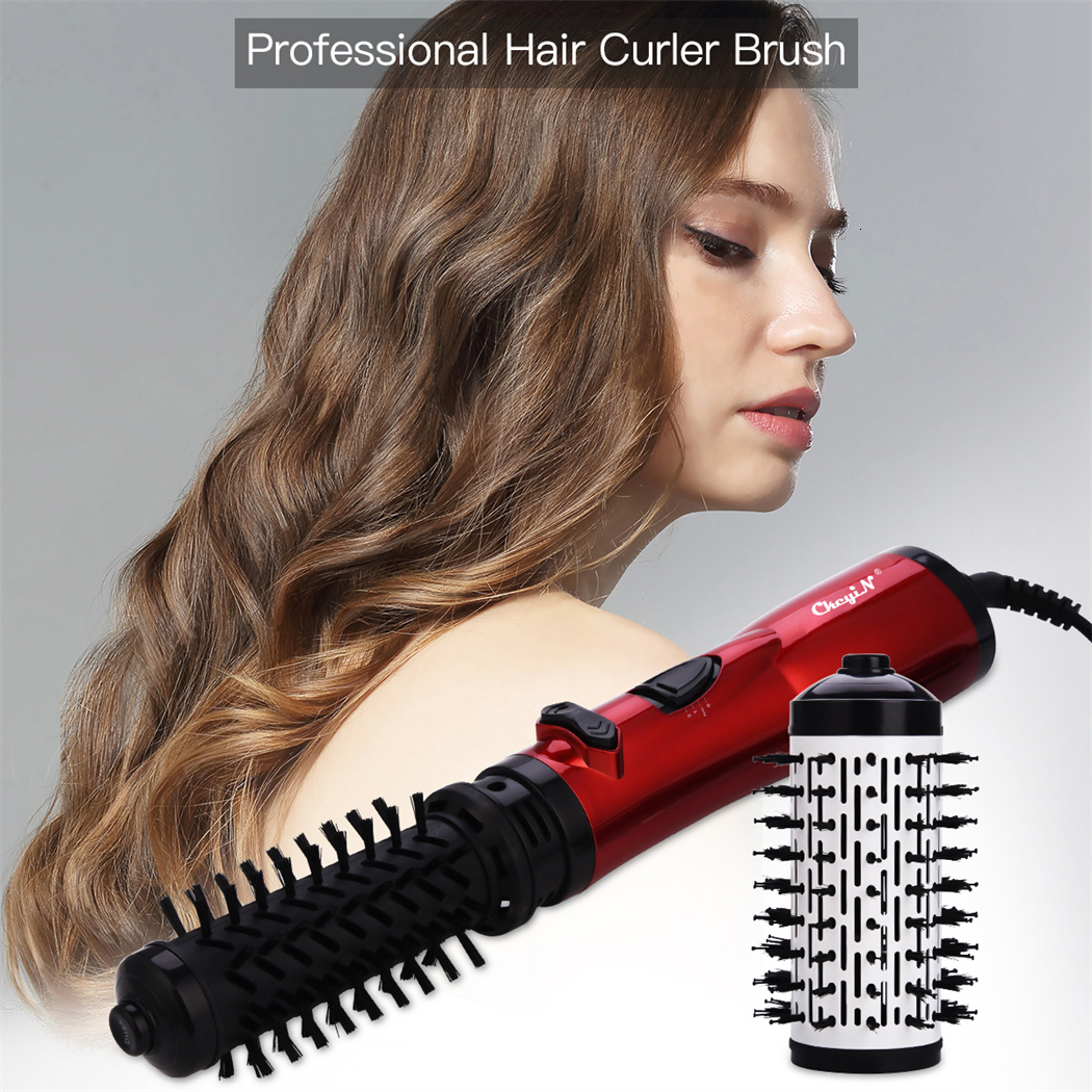 Ckeyin Hair 2 In 1 Hot Air Spin Brush Curg Straightening Styg Auto-Rotating Ionic Round Blow Dryer Volumizer