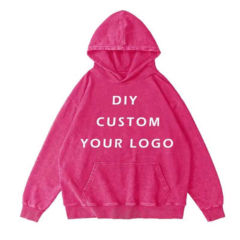 100% pure cotton retro washed hoodie customization your own design brand/picture/text customization DIY M-3XL direct shipping X2412161