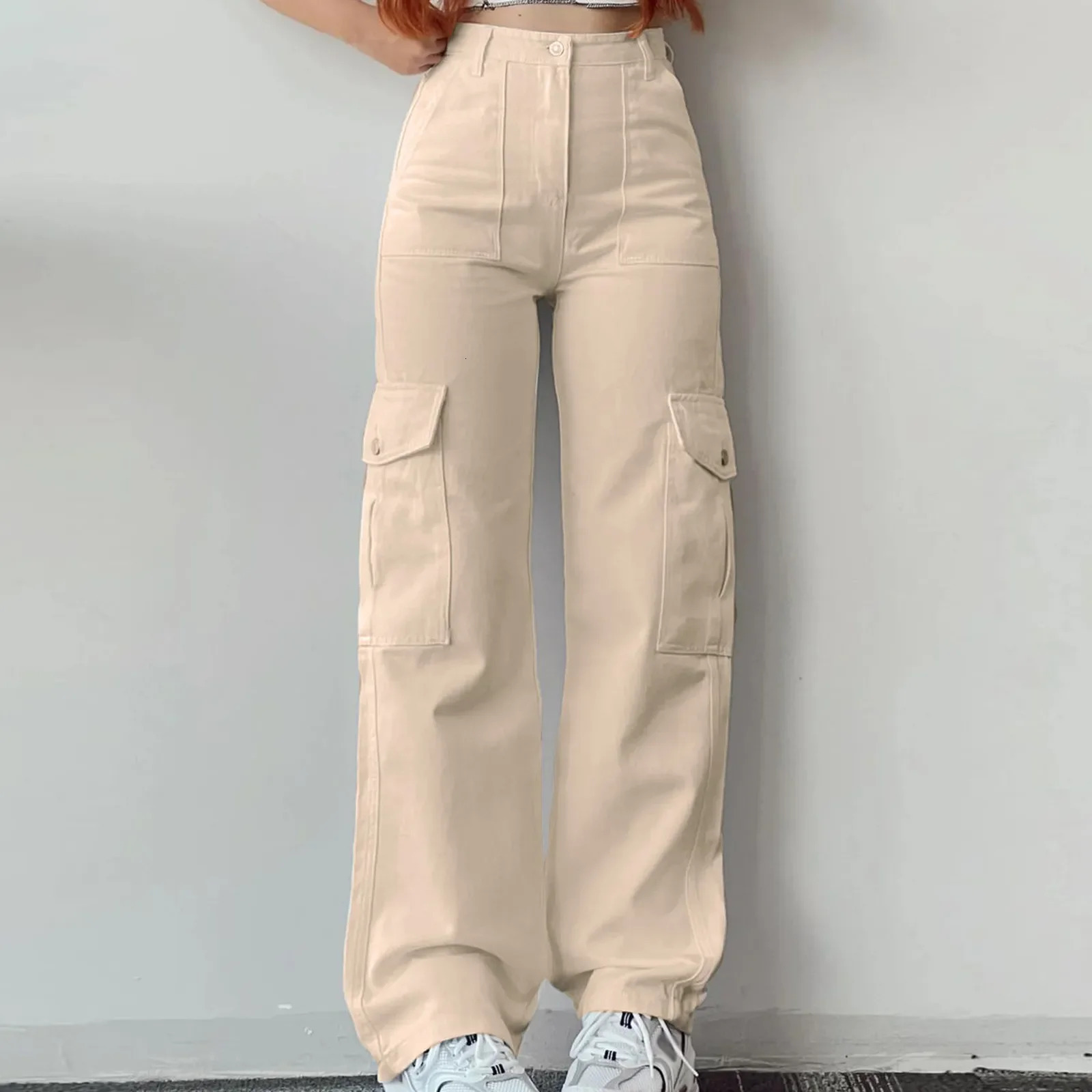 Loose wide leg pants summer multi waist three pocket Trouser cargo sports 241212