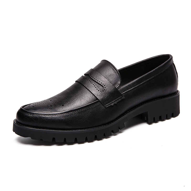 2022 Brand Penny Loafers Men Casual Slip On Leather Dress Shoes Big Size 38-46 Brogue Carving Loafer Driving Party