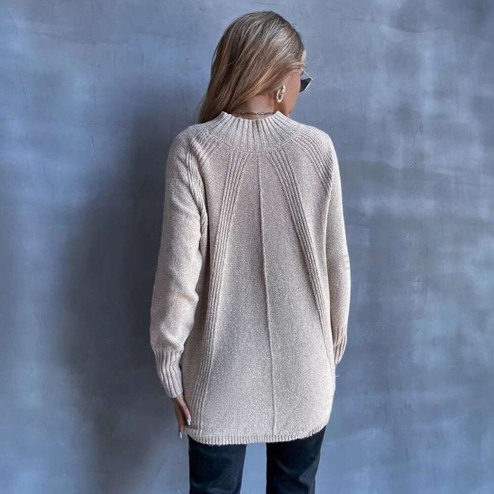 Loose Versatile Slit Knitted Long Sleeved Sweater European And American Foreign Trade, New Autumn Clothes For Women