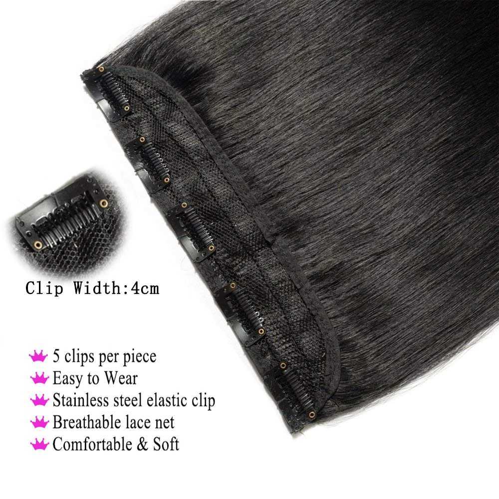 Clip in Human Hair Extensions One Piece 5 Clips 100% Real Human Hair Straight Soft One Piece Natural Human Hair Extensions 100gXJ241216