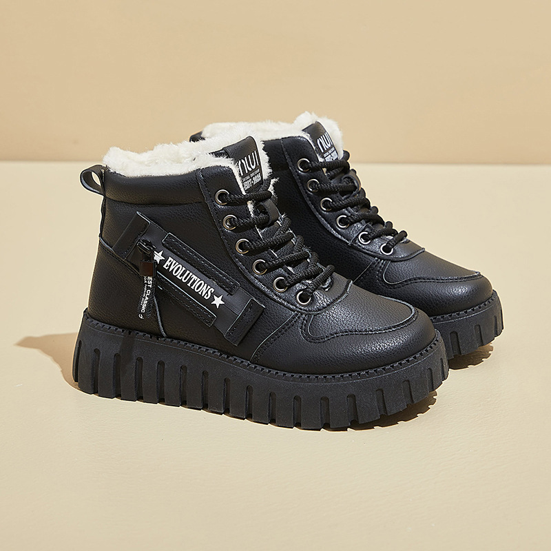 Fashionable velvet Martin boots for women 2024 winter new casual thick sole height increasing student warm motorcycle boots WS820