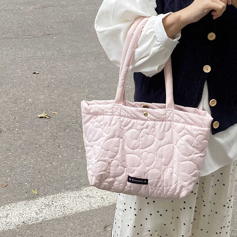 New Product Down Bag Love Large Capacity Tote Bag Womens Commuting Niche Shoulder Bag Leisure Versatile Women