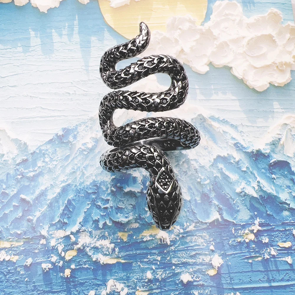 Black Snake Ring Europe Vintage Fine Jewerly For Men Women Rebel Personal Talisman Gift In 925 Sterling Silver 241216