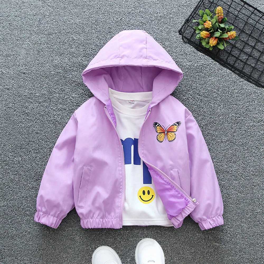 Girls Jacket 2023 Autumn/Winter New Childrens Hooded Coat Sequin Butterfly Zipper Jacket Childrens Fashion JacketXJ241214