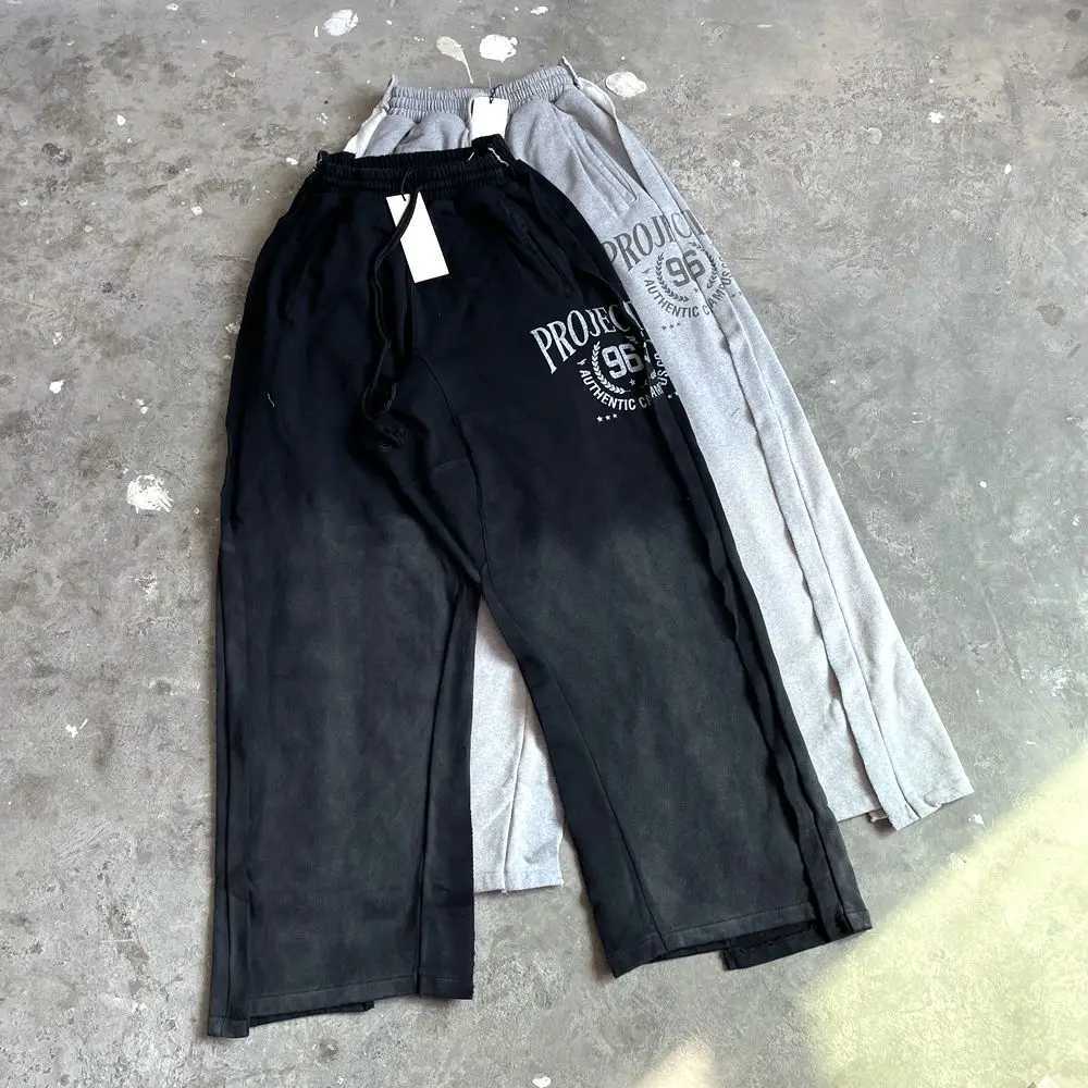 Yao888 casual fashion cotton loose retro pants splicing work cut floor length Trouser mens super street sports pants X241216