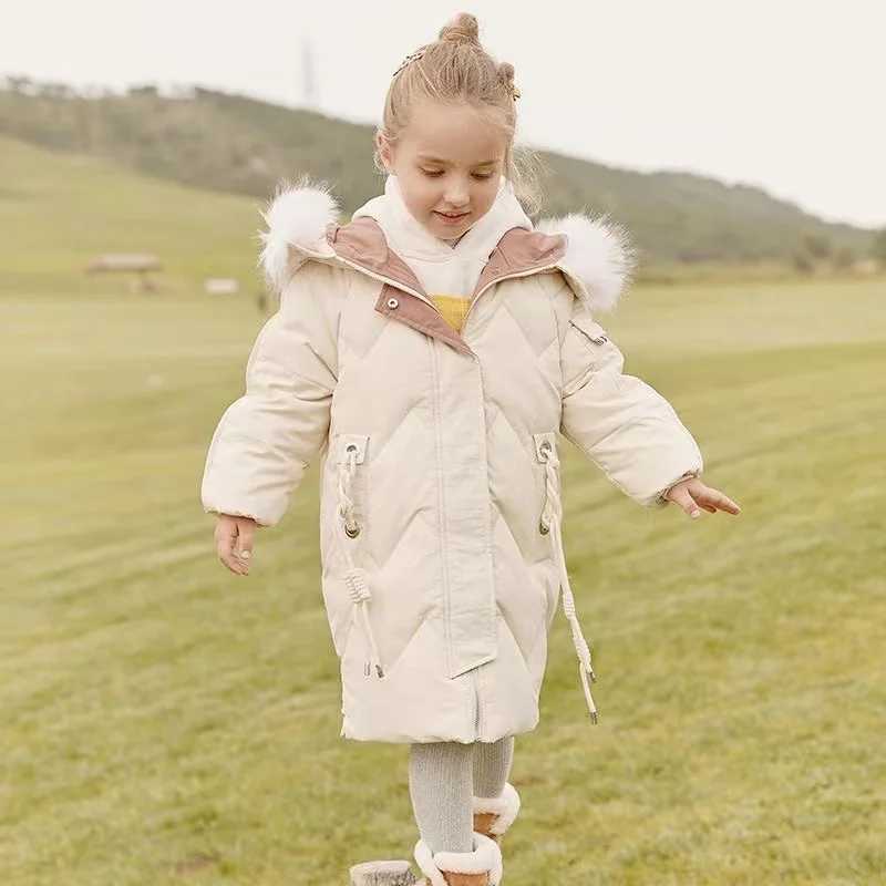 Girls 4-12 years old down padded jacket 2024 new winter medium long coat children foreign sle padded jacket winter outerwearXJ241214