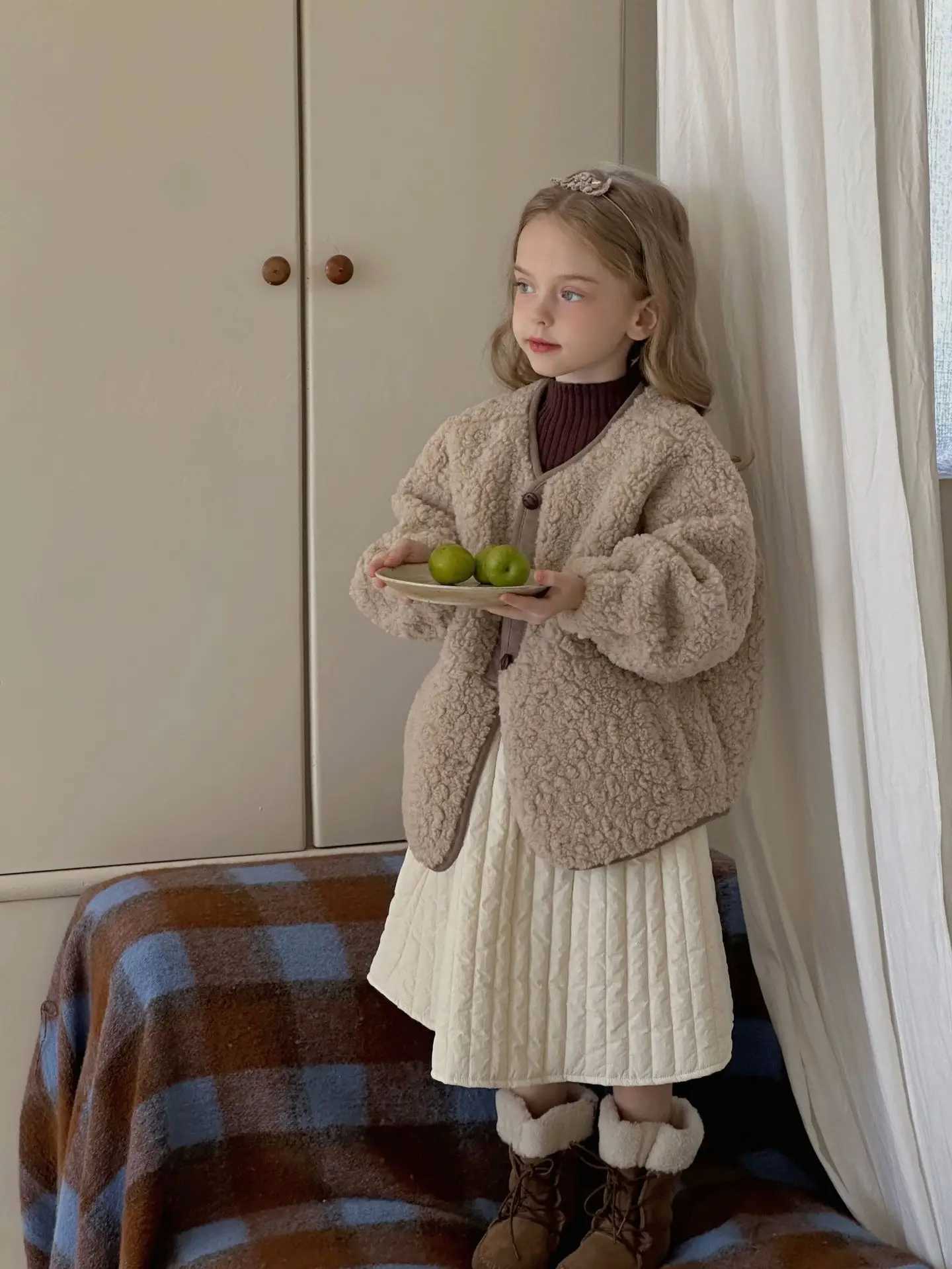 MILANCEL Childrens Fleece Coat 2-7 Y Spring Autumn Korean Sle Girls Loose Coat Kids Thick Casual Outwear Girls ClothingXJ241214