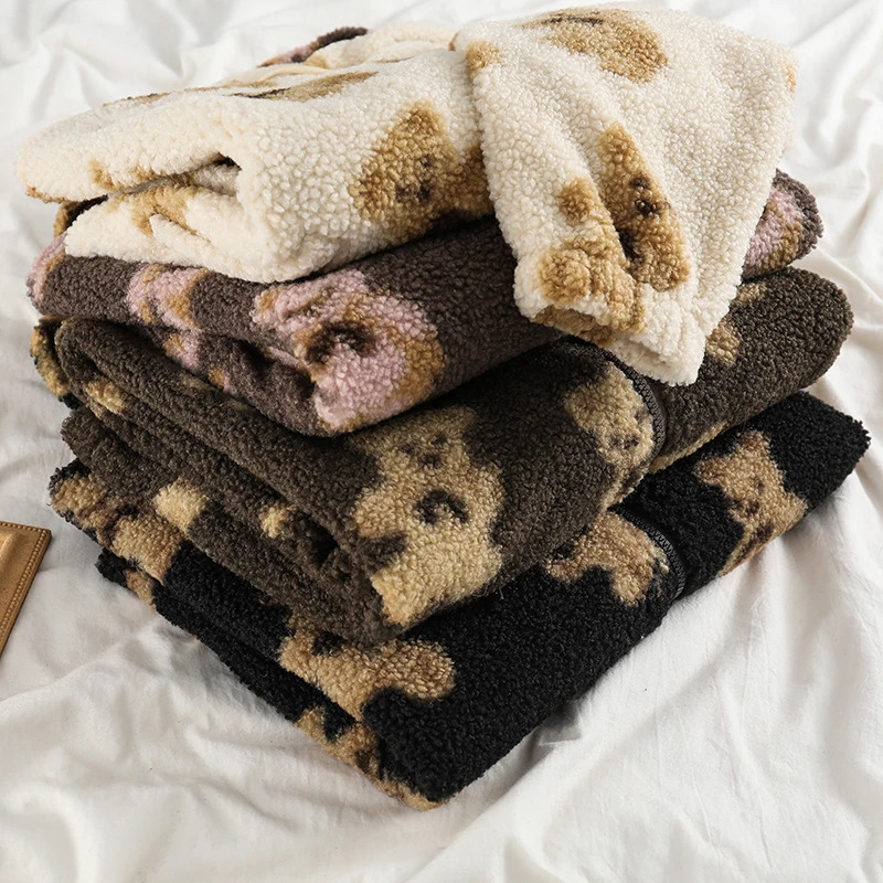 2000s Autumn Winter Couple Jacket Harajuku Brown Cute Bear Print Plush Hoodie Zip Up Long Sleeve Korean Fashion Oversized Coat 241216
