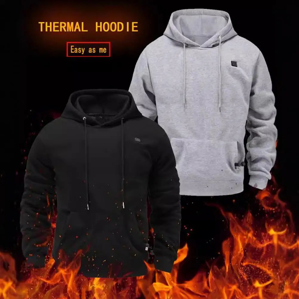 Portable Hoodie Cotton Clothing Heating Hoodie Usb Mens Hoodie Adjustable Temperature and Size Winter Top 241214