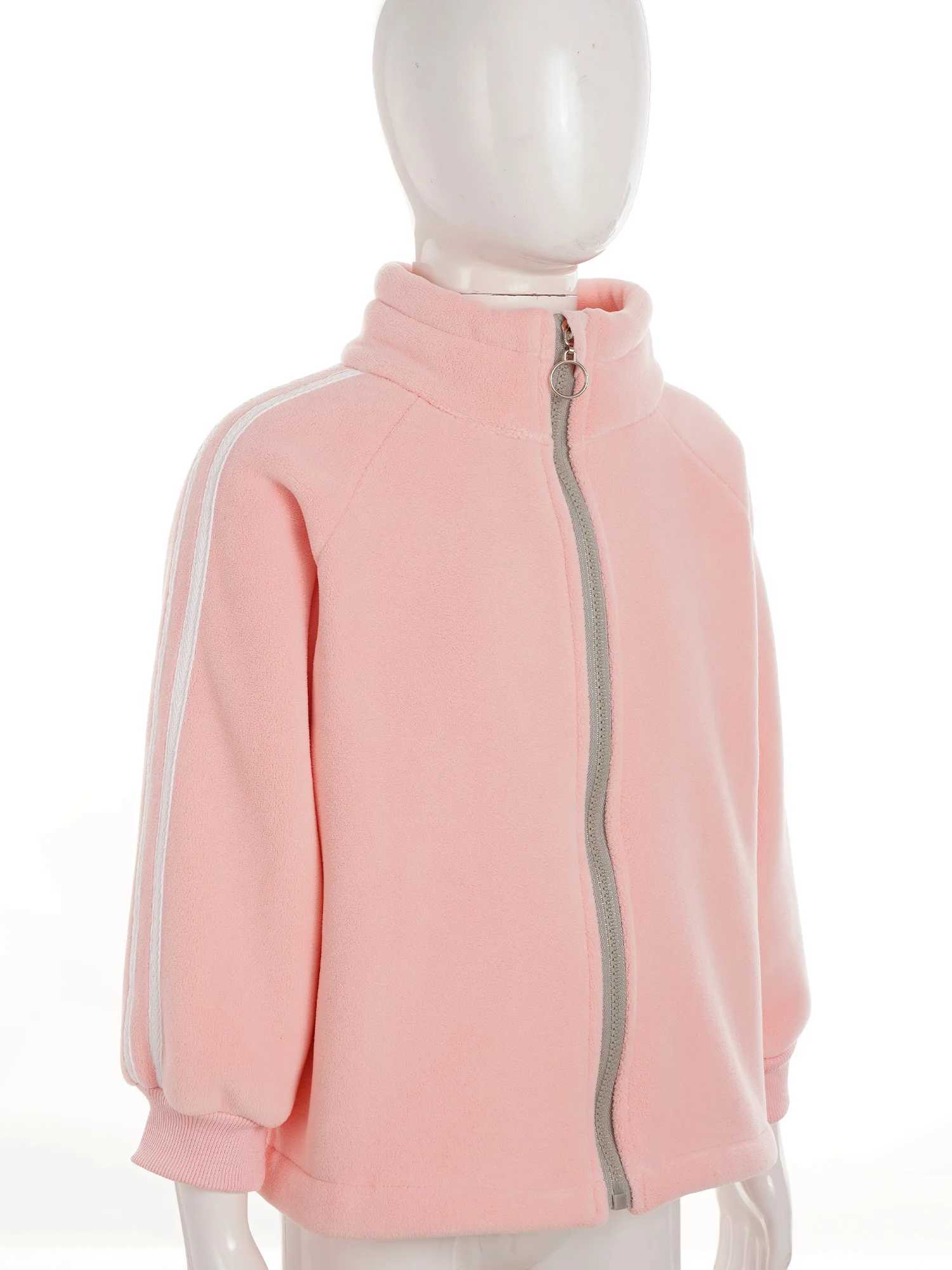 2023 Kids Boys Girls Winter Warm Overcoat Fashion Zipper Fleece Jacket Casual Solid Color Stand Collar Long Sleeve Coat OutwearXJ241214