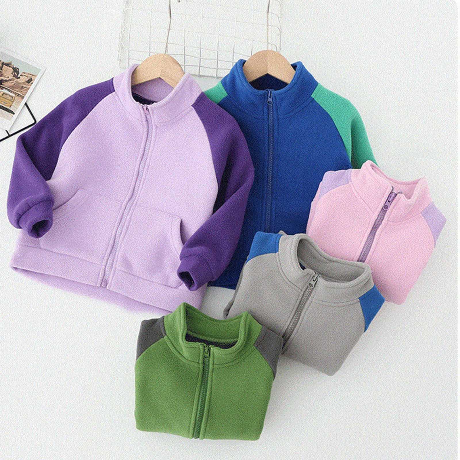 Girls Size 5 Clothes Kids Boys Girls Full Zip Polar Fleece Jacket Toddler Coat Long Sleeve Big Girls ShirtsXJ241214