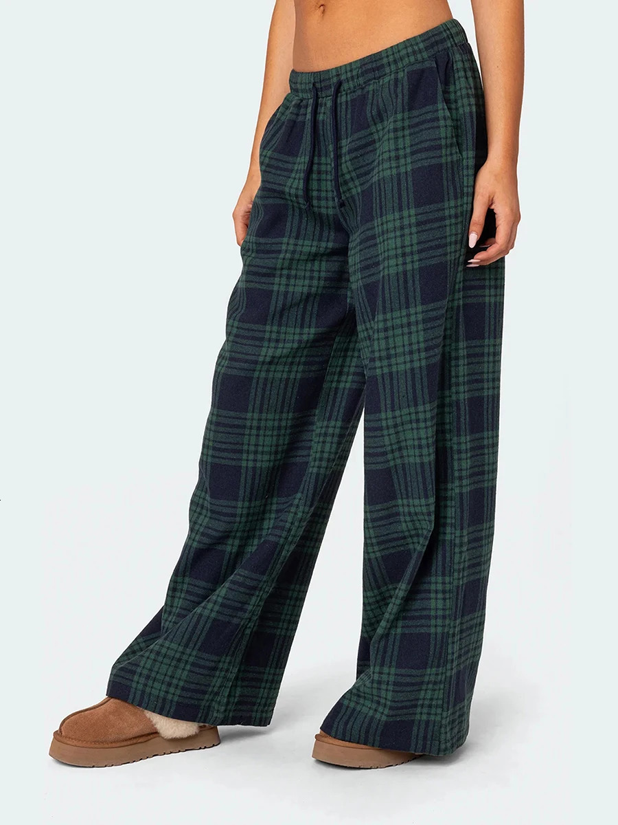 2024 womens casual mens classic plain weave elastic waist loose wide leg pants 241212