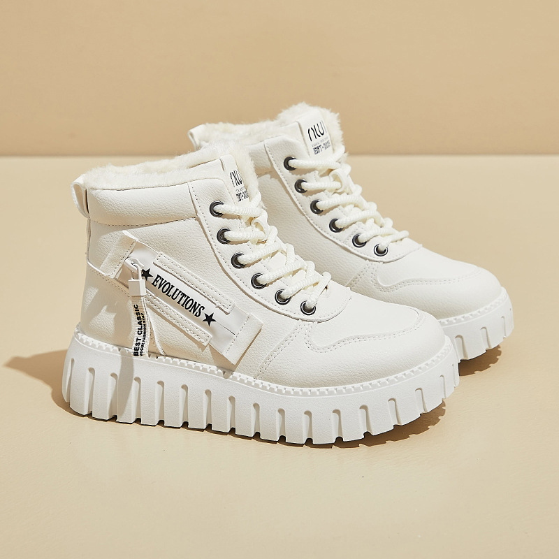 Fashionable velvet Martin boots for women 2024 winter new casual thick sole height increasing student warm motorcycle boots WS820