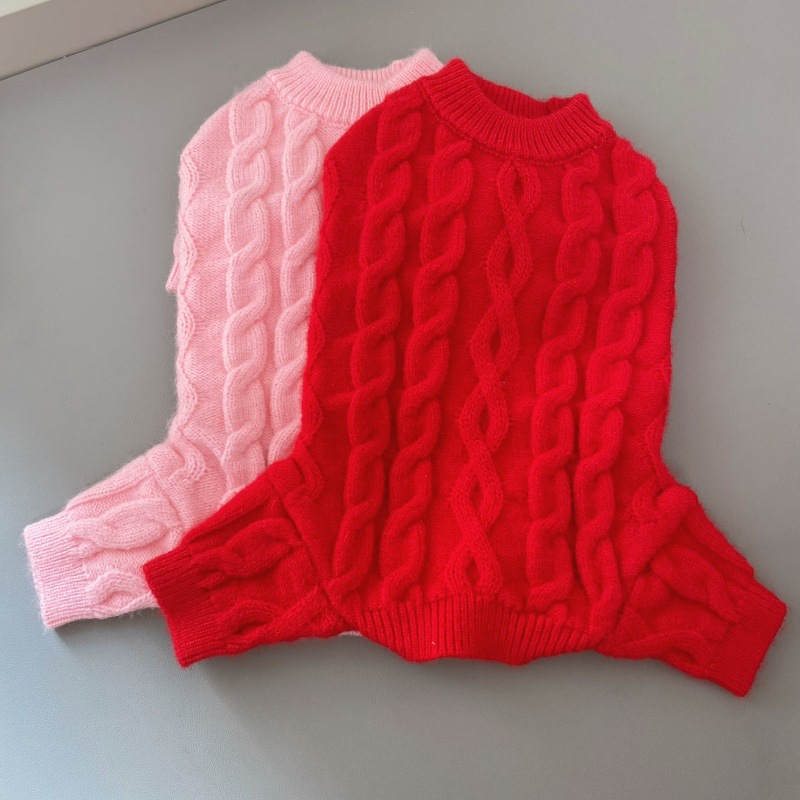 Dog Sweater with Hats Knitted Dog Clothes 4 Legs Dog Jumpsuit Sweater Pullover Winter Coats Solid Color Puppy Sweater Warm Cat Sweater Dog Sweaters fo