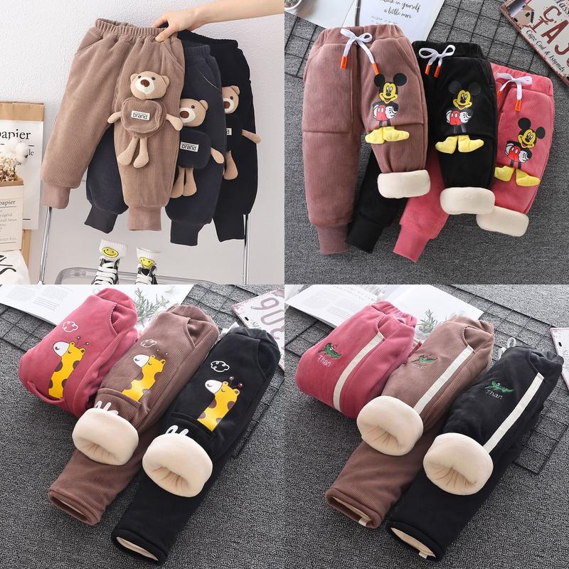 Trousers Childrens Long Pants With Thick Velvet For Winter Clothing Bathroom Integrated Babies Autumn And Casual Loose Girls Boys Dro Oto4A