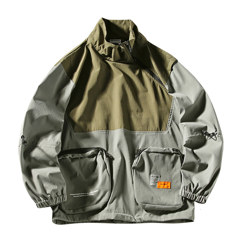 High Quality Splicing Pullover Jacket Streetwear Kpop Korean Style Fashions Clothes Hip Hop College Army Jackets Clothing