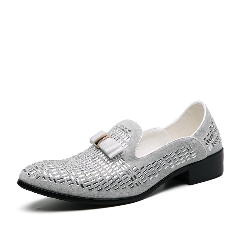 2022 Evening Formal Dress Rhie Loafers Casual Prom Wedding Party Leather Slip On Shoes Men Sier Plus Size 48