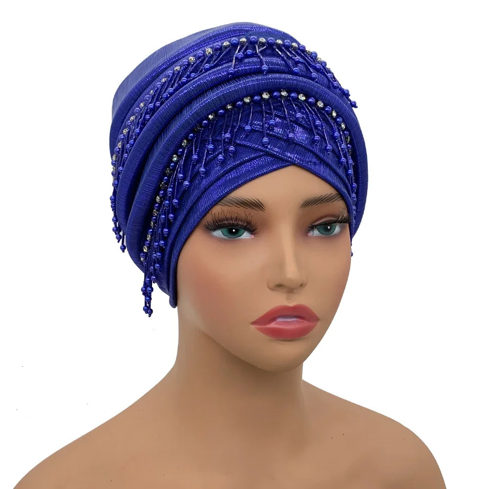 Elegant African Car gel Headband Womens Headband Packaging Cover Beads Tassel Womens Cap 241216