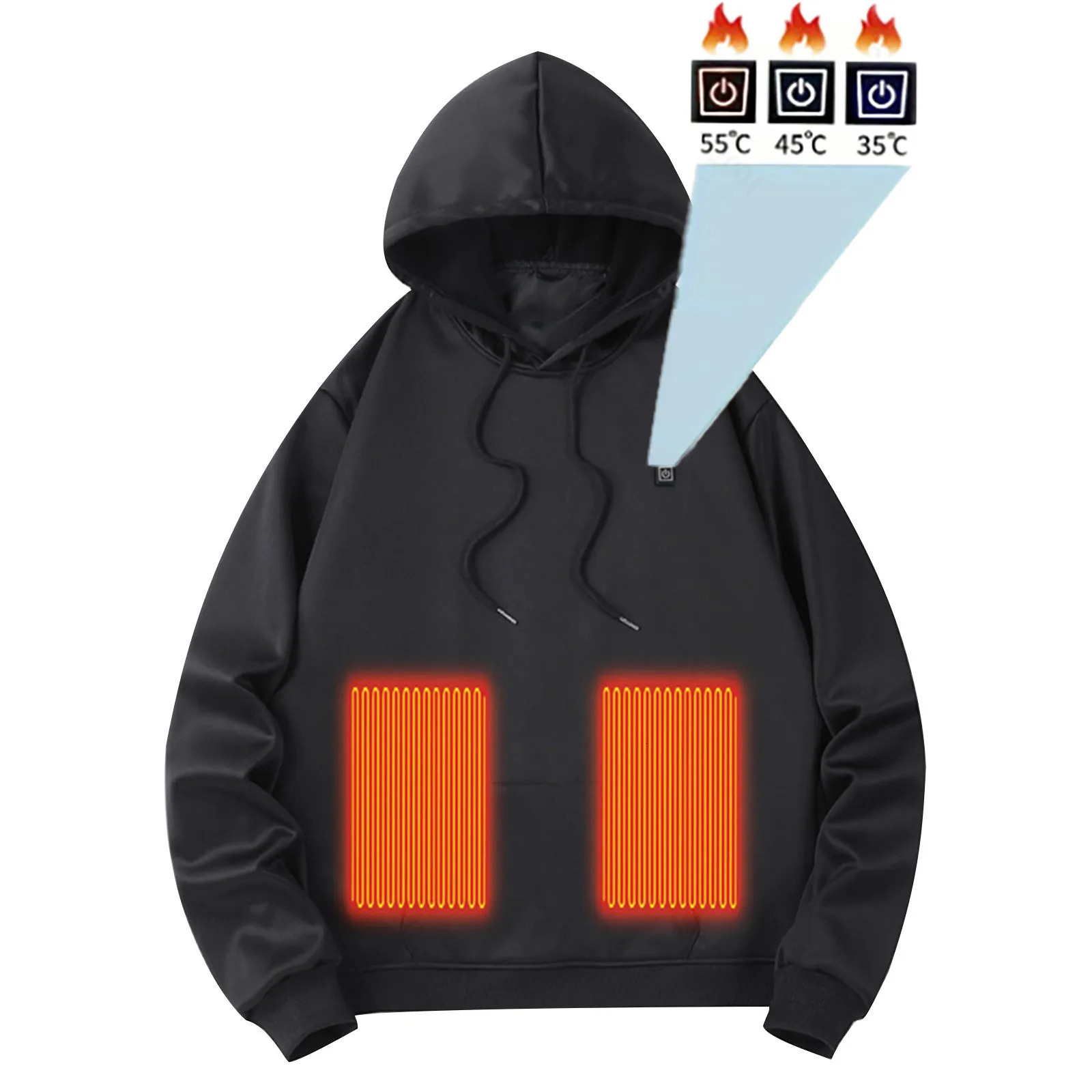 7-zone hoodie mens winter warm clothing sportswear solid color long sleeved zipper hooded jacket 241214