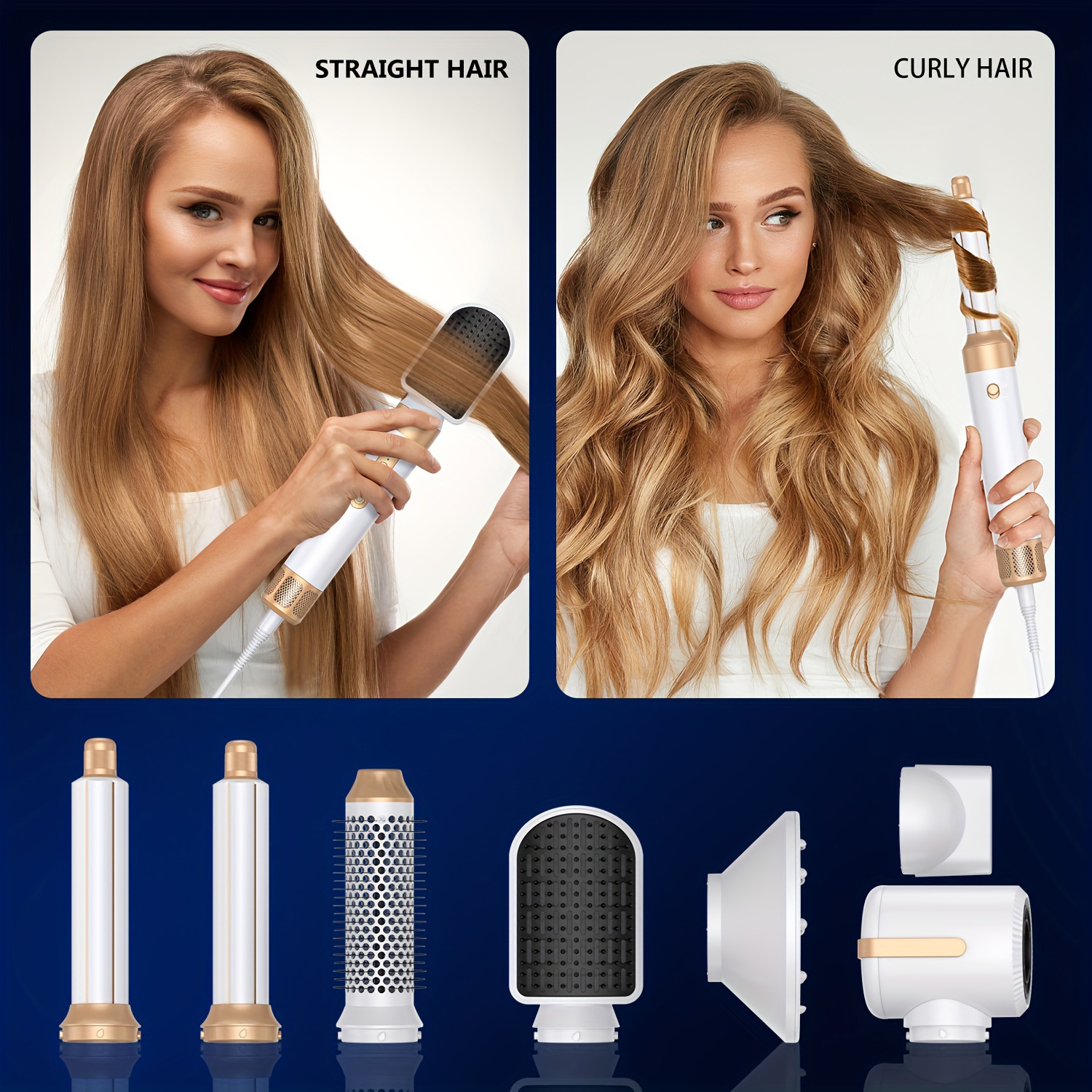 7 In 1 Brush Brushless High Speed With Diffuser Ionic Blow Dryer Hot Air Styg Comb Auto Hair Curler