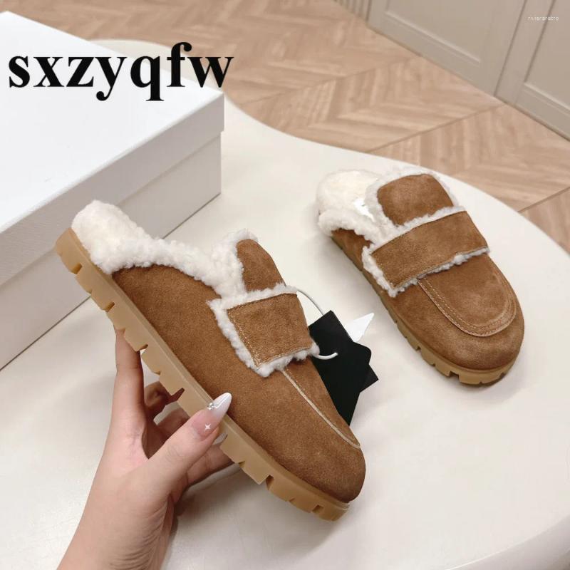 Slippers Designer Platform Half Women Autumn Wrap Toe Solid Color Shoes Fashion Female Winter Casual Outdoor Flat