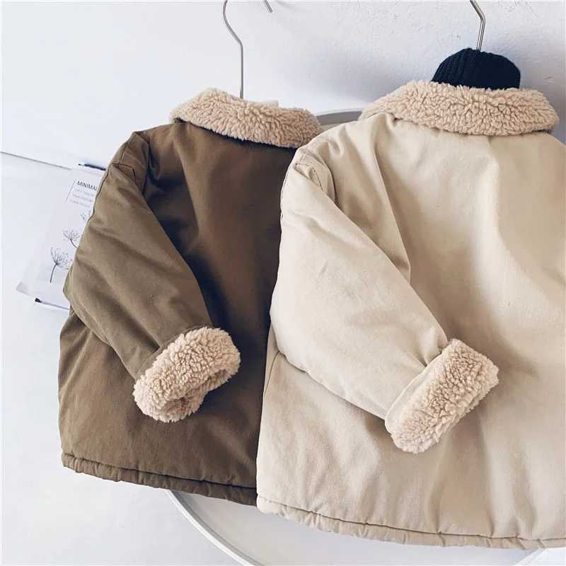 Boys Girls Warm Winter Coats Children Casual Padded Jacket Kids Solid Colour Fashion Outerwear Toddler Turndown Collar ClothingXJ241214