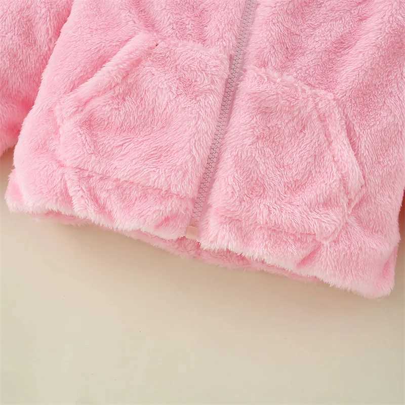 (9 Months -3 Years Old) New Pink Long Sleeved Baby Girl Coat For Autumn And Winter Simple Sle Warm ChildrenS ClothingXJ241214