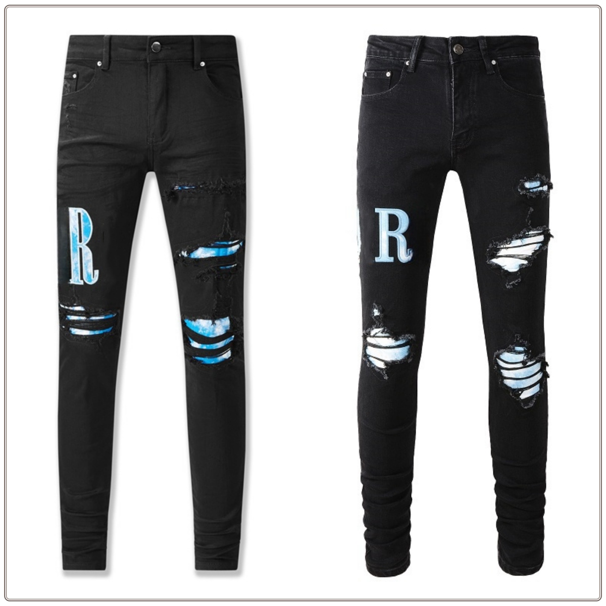 Mens Jeans Casual skinny jeans Mens Designers Jean Straight-leg Pants blue letter embroidery JEAN Hip hop Street Pant