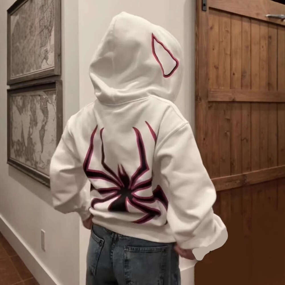 European Halloween Personalized Men's Women's Sweaters and Hoodies Y2K Couples Large Spider Man Zip Hoodie