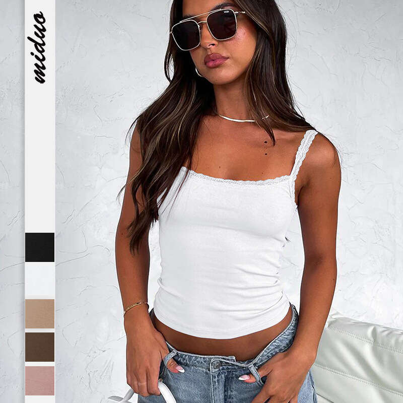 Strap Vest European And American Women's Summer Sexy Versatile Slim Fit Short Style Spicy Girl Solid Color Base Shirt Cross-Border Fashion Qualit