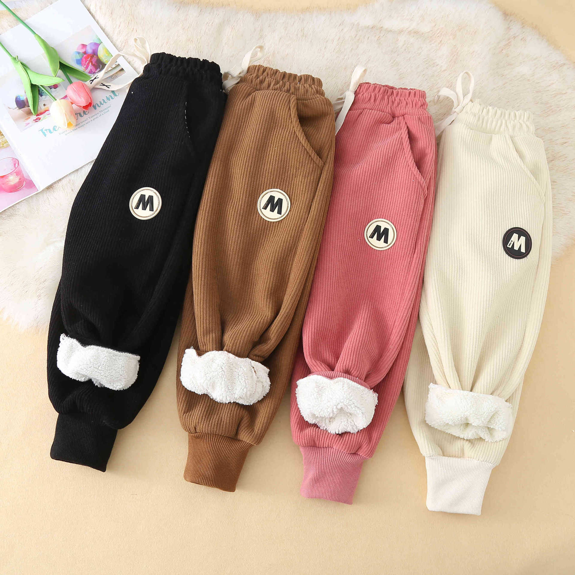Trousers Winter Childrens Fashionable And Thickened Warm Casual Pants With Wool For Boys Girls Lamb Sports Drop Delivery Baby, Kids M Otefp