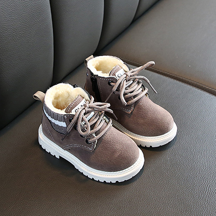 Plush Kids Winter Snow Boots Cotton Fabric Children Shoes Happysteps Baby Toddler Boys Girls Warm Boots Size US 5C-12.5C