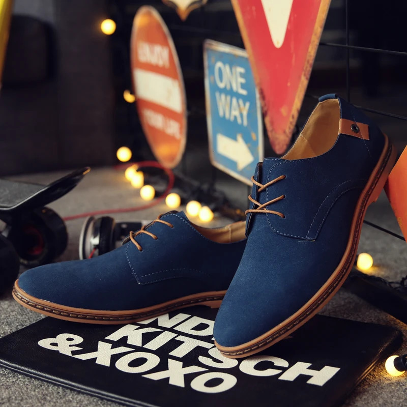 2024 Spring Suede Leather Men Shoes Oxford Casual Shoes Classic Sneakers Comfortable Footwear Dress Shoes Large Size Flats 241213