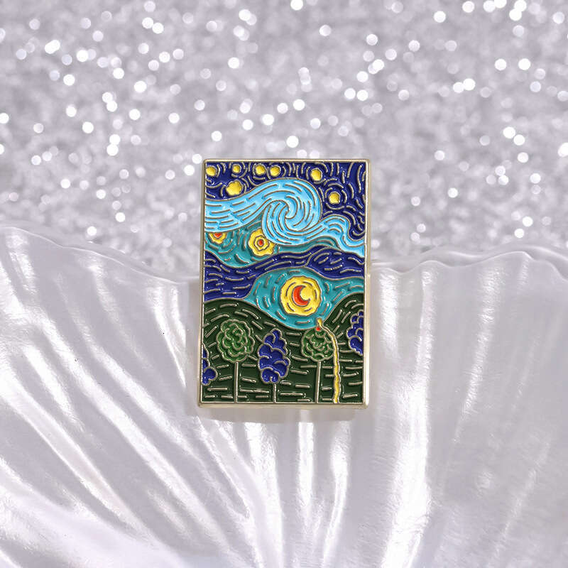 Cartoon Creative Metal Paint Badge Fun Film and Teion Surrounding Monsters Little Yellow Duck Starry Sky Oil Painting Art Brooch