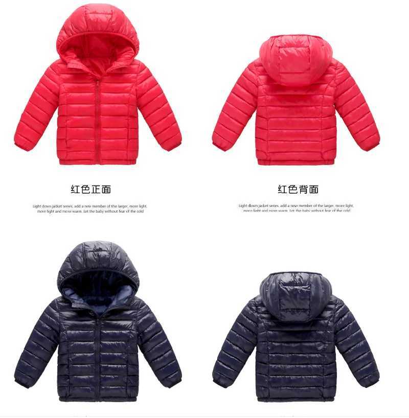Girls Boys Down Jackets Autumn Thin Warm Coats Children Clothing Big Kids Hooded Cotton Outerwear Teen Snowsuit Jacket 2-12 YearXJ241214