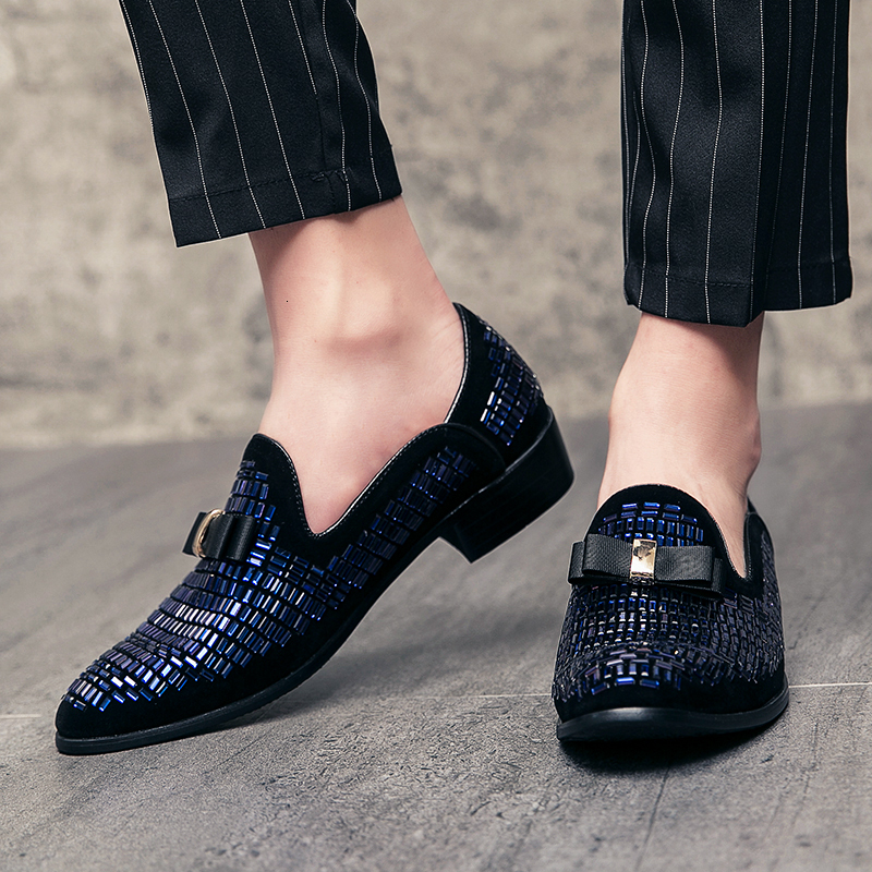 2022 Evening Formal Dress Rhie Loafers Casual Prom Wedding Party Leather Slip On Shoes Men Sier Plus Size 48