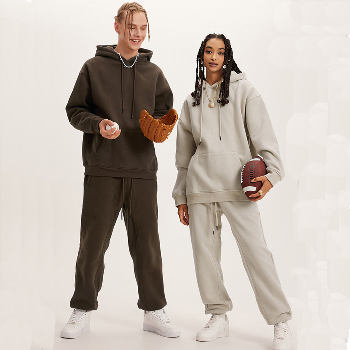 Winter New Men And Women Zipper Hoodie High Street Unisex Style Double Pockets Oversize Loose Sweatshirts Outerwear Top