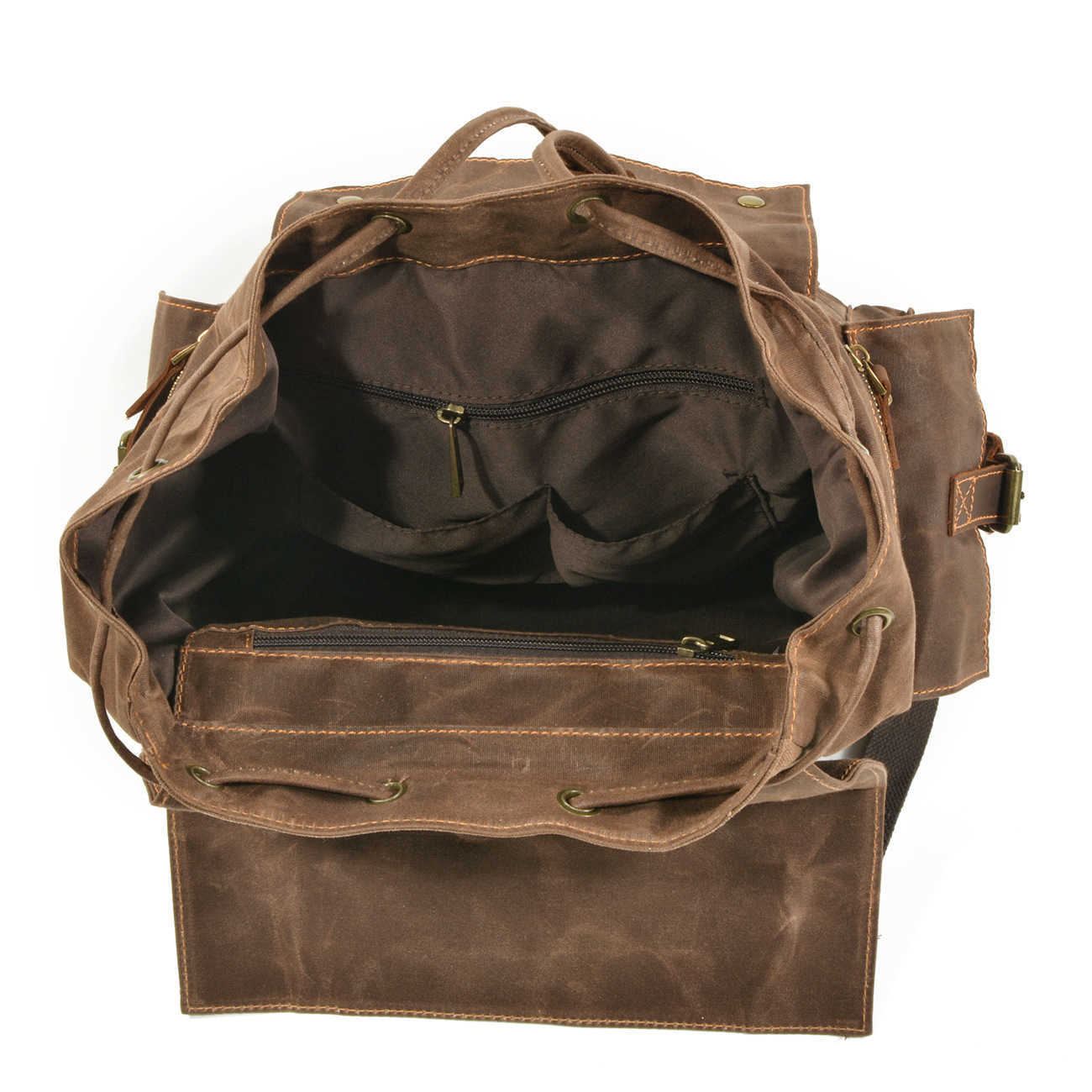 American backpack men's and women's backpack beeswax canvas travel computer crazy horse leather bag sports hiking bag 241215