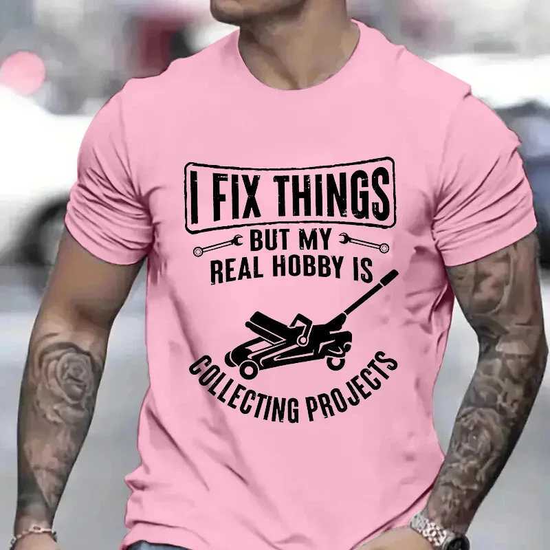 Mens Mechanic Funny Tee Shirt I Fix Things Collecting Objects Humor Tshirts for Him Garage Job Occupational Mechanics Tee Tops W241216