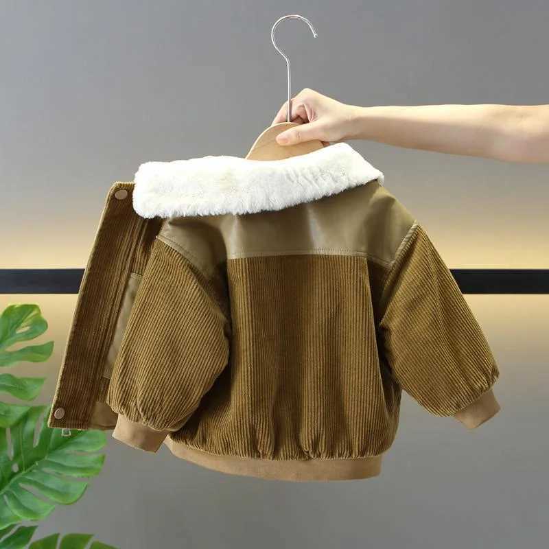 Winter Padded Corduroy Jackets Kids Thick Plus Velvet Cotton Clothes Warm Parka Cold Coats Teen Snowsuit Outerwear 2-8 YearsXJ241214