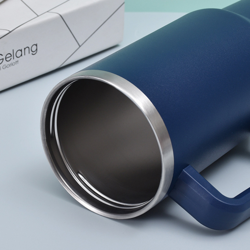 40oz Large Capacity Car Cup 304 Stainless Steel Handle Cup Insulated Ice Cream Cup Coffee Cup Outdoor With Straw Portable Thermos Cup Reusable Water C