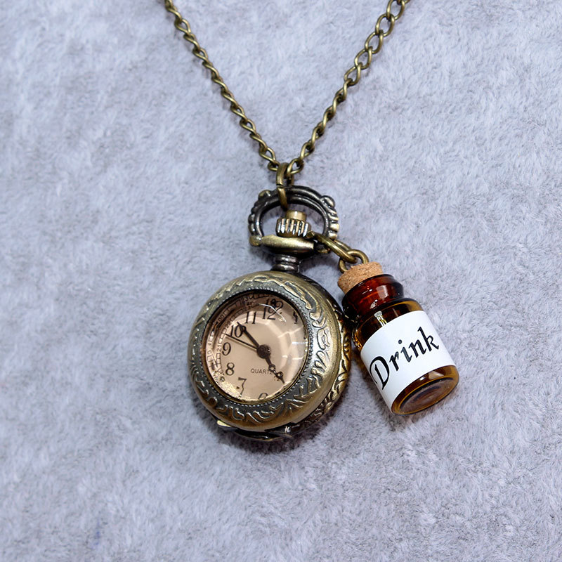 Metal alloy drift bottle wishing bottle small tea creative gift pocket watch thickness 10mm not waterproof ordinary glass mirror 010