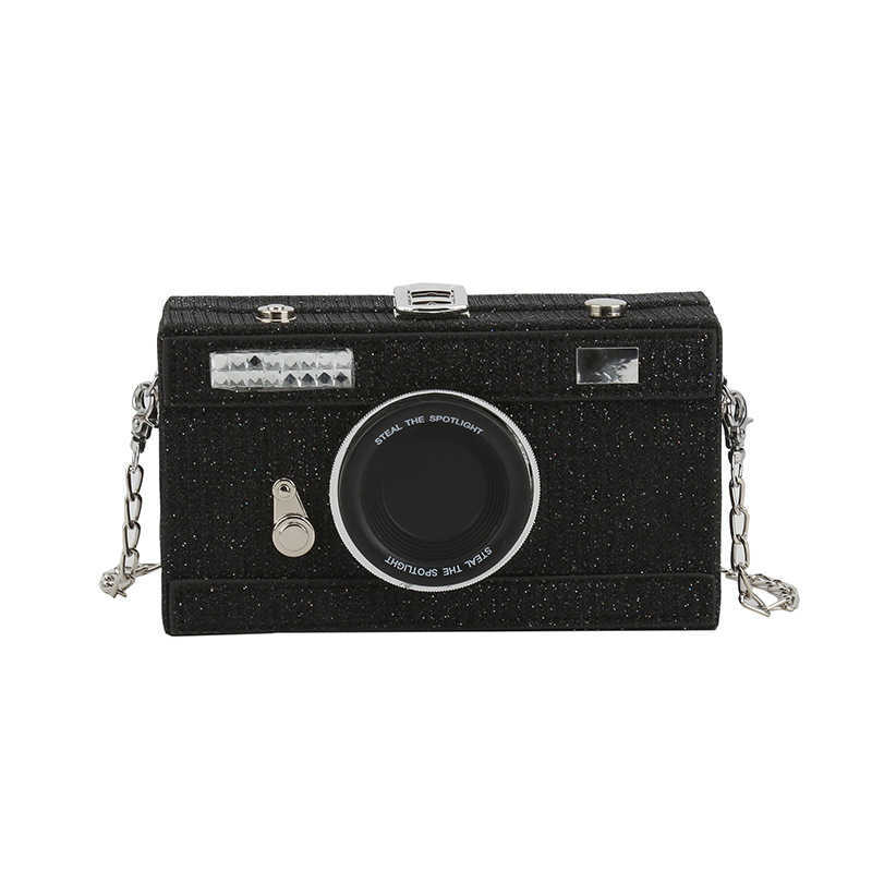 Small bag, women's camera bag, box bag, shiny film, single shoulder small square bag, crossbody chain, single shoulder bag 241215