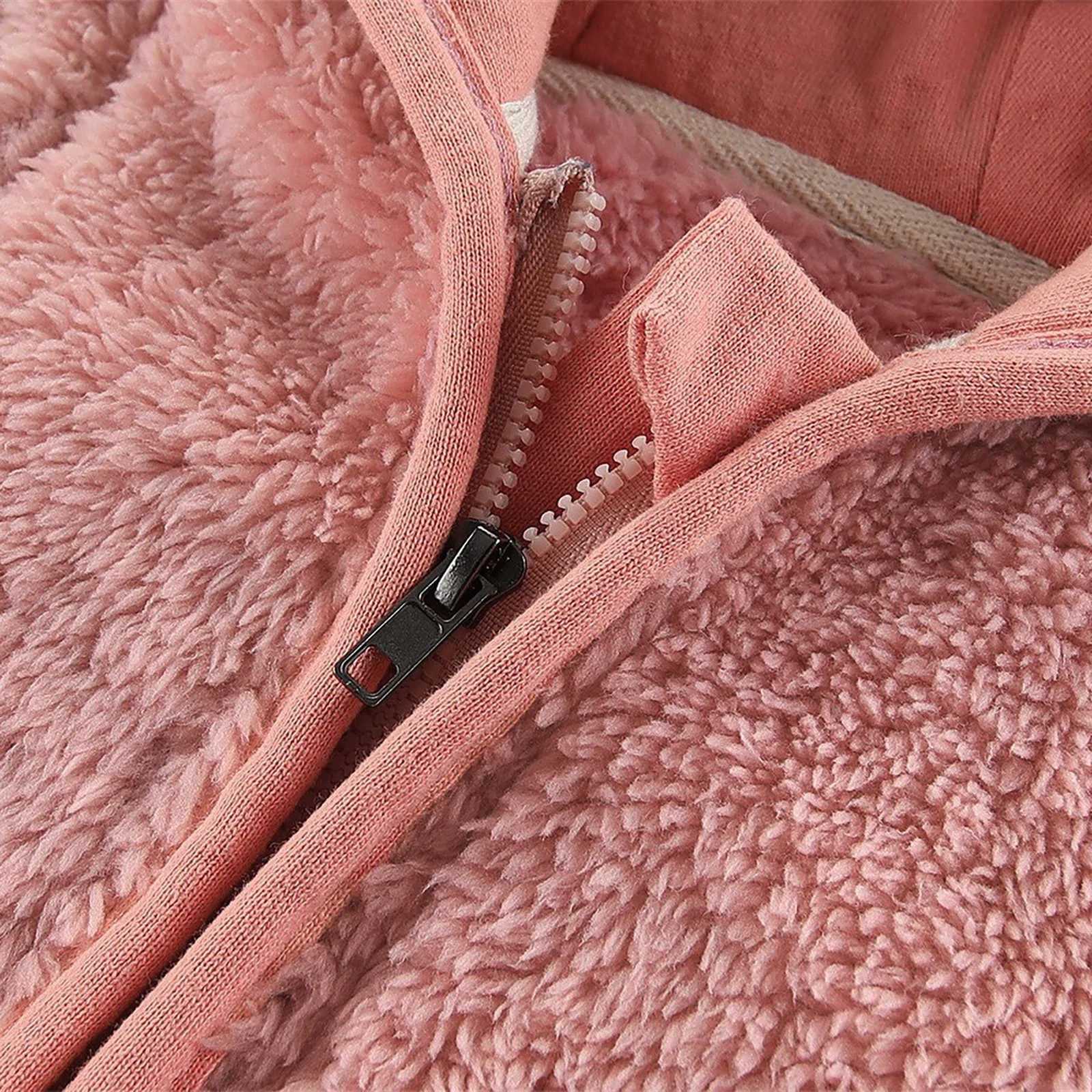 Newborn Infant Baby Girls Boys Bear Ears Hooded Outerwear Zipper Warm Fleece Winter Coat Winter Plus Size Childrens ClothingXJ241214
