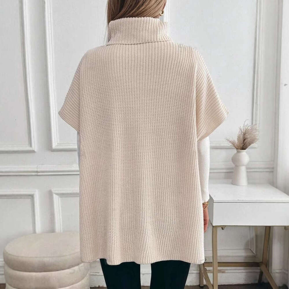 New Autumn Clothes From Europe And America, Women's Knitted Sweaters, Popular High Necked Loose Pockets
