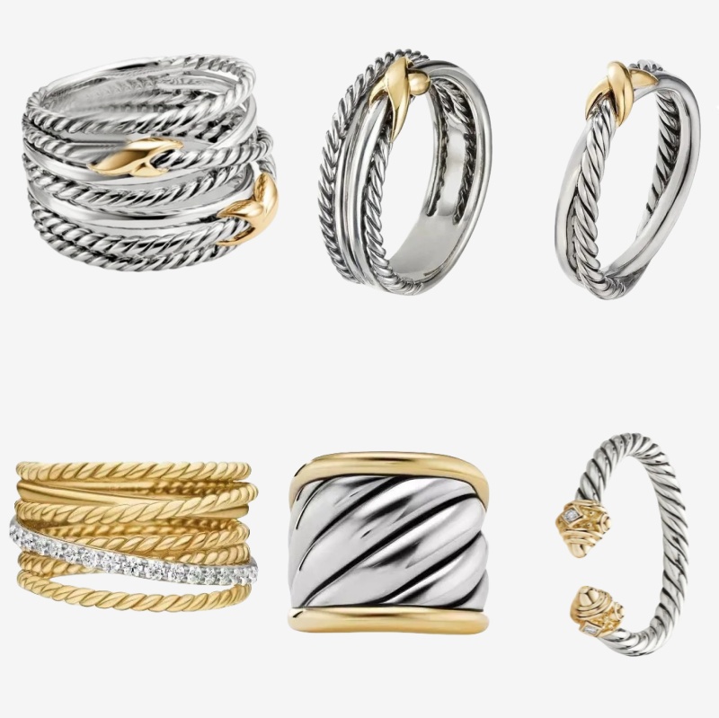 X shape Designer Rings for Men Women Twisted Braided with box Band Fashion Jewelry 18k gold plated diamond Ring Cable Wire Vintag ring Engagement Gifts