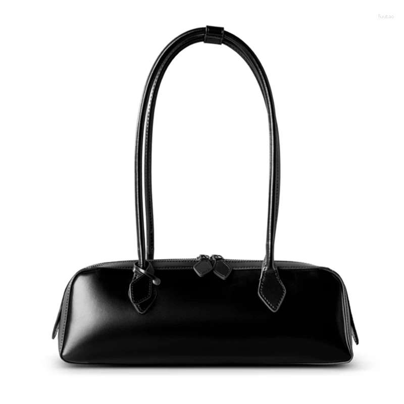 Genuine Leather Underarm Shoulder Bags for Women Korean Designer Tote with Long Handle - hot Sausage Style Ladies Handbag