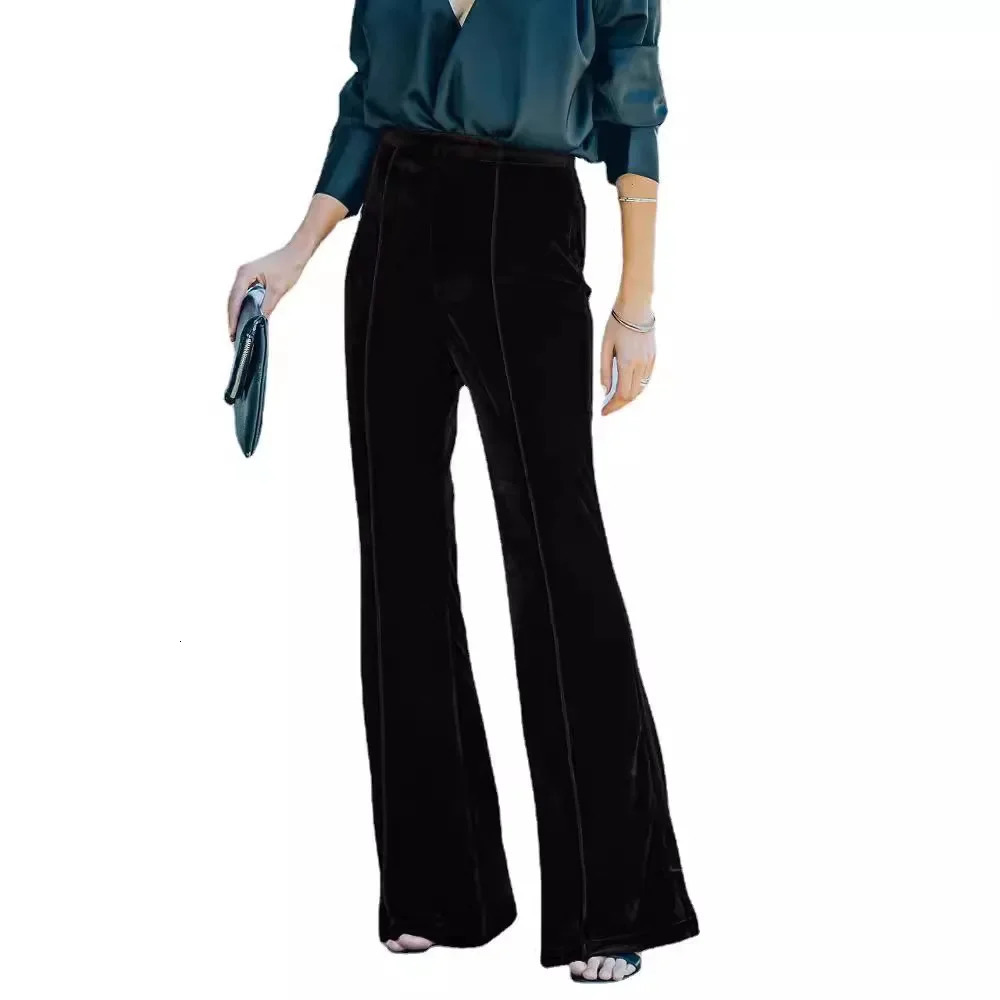 HighWaisted Casual Womens Pants 2023 Autumn Winter European American Style Patchwork Pleuchebootcut Trousers 241212